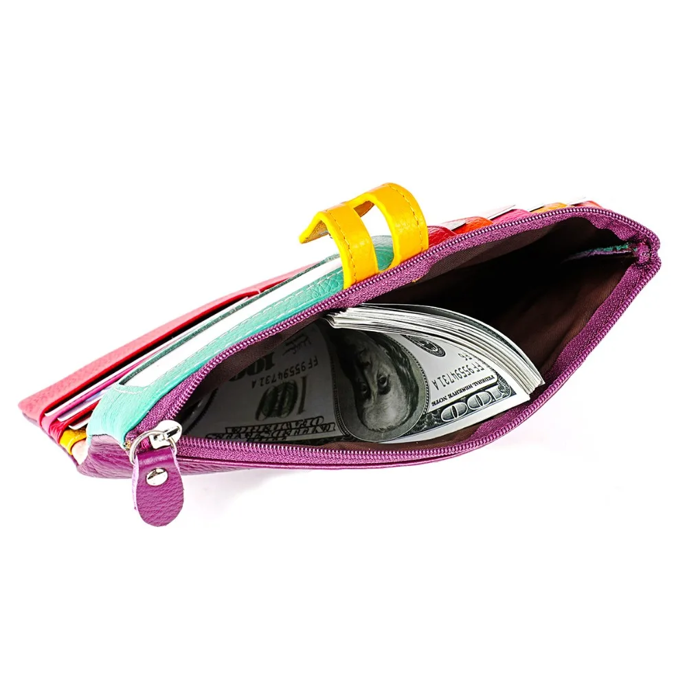 Women Wallet Genuine Leather Female Purse Leather Long Zipper Coin Purse Card Holder Money Clutch Hand Wallets 4