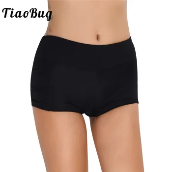 

TiaoBug Women Stretchy Breathable Gym Workout Sports Casual Mini Shorts with Inner Pockets Gymnastics Shorts Practice Dance Wear