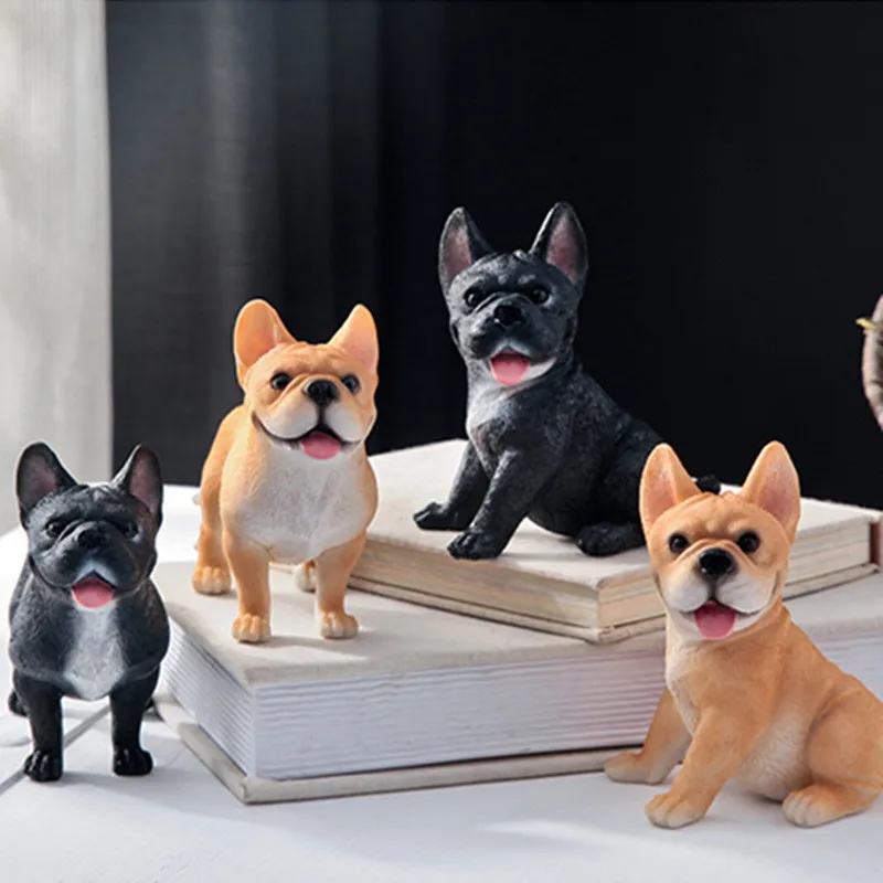 

10.5CM High Creative Personality French Bulldog Imitation Cute Dog Living Room Cabinet Ornaments Family Decorative Resin Crafts