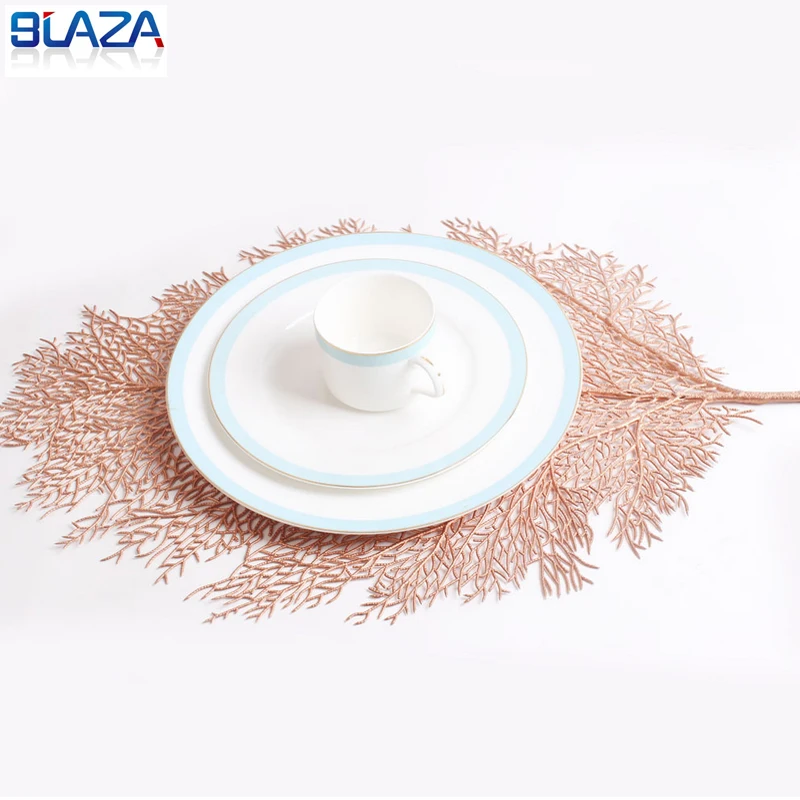 

2pcs Coral Branch Placemat for Kitchen Dining EVA Table Mat Decorative Table Pad Coasters Home Decor