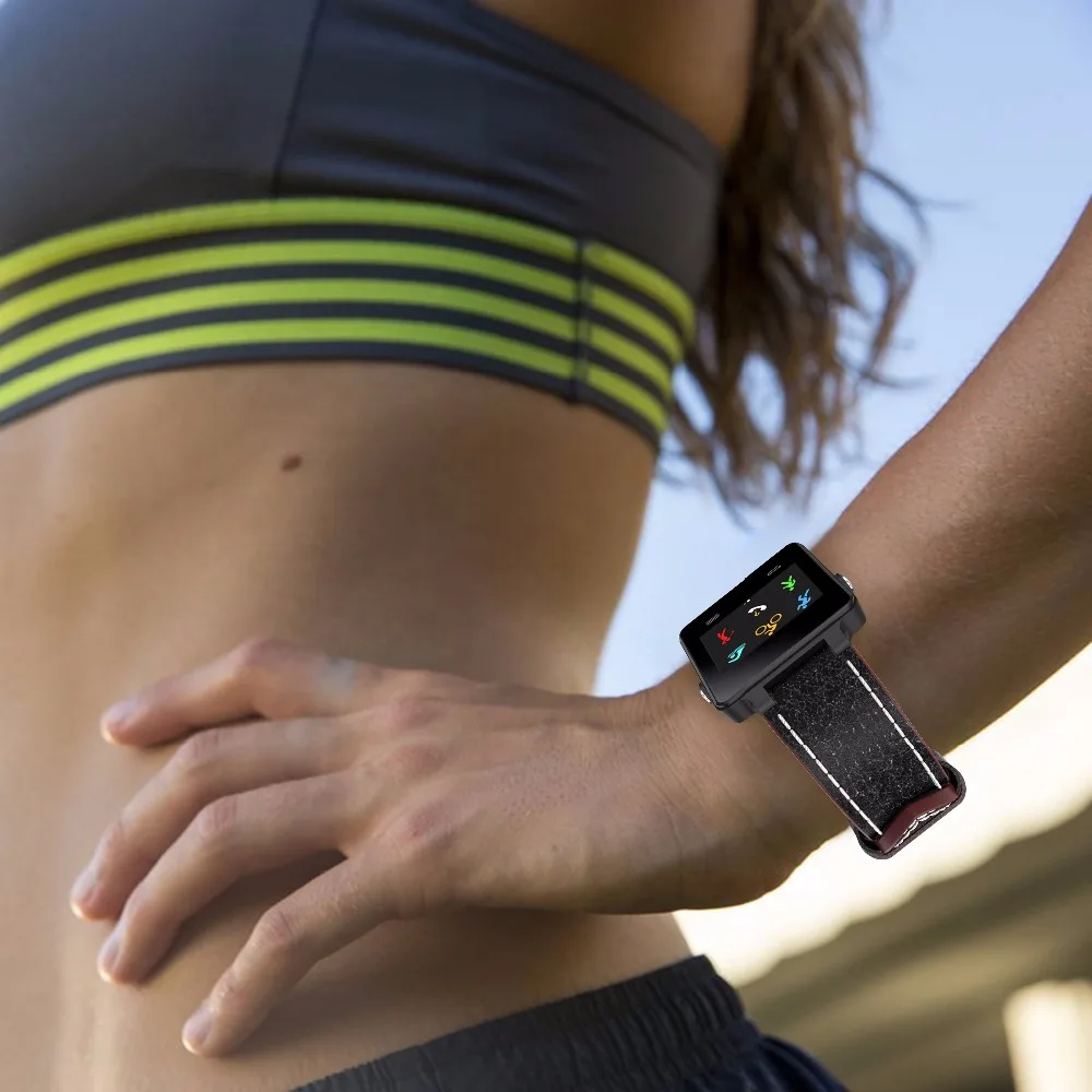 COMLYO подлинный кожаный полосатый ремешок для Garmin Vivoactive ацетат сменный браслет наручных часов браслет для Garmin Vivoactive ремень
