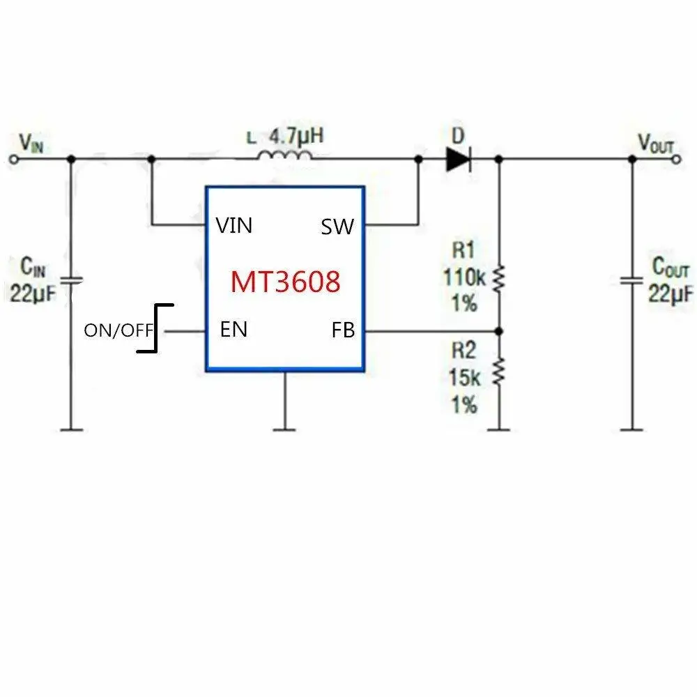 JZK 10 piezas MT3608 DC-DC Boost Converter 2A Módulo elevador ajustable Placa de regulador de voltaje Voltaje de entrada 2V-24V a 5V-28V Voltaje de salida