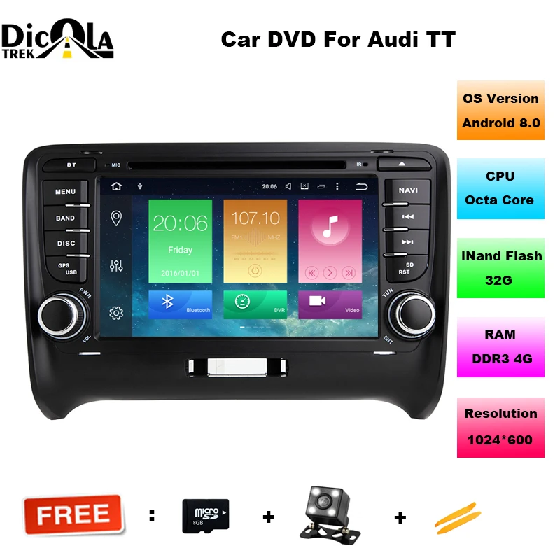 FOR AUDI TT 2006 2014 Android 8 0 font b Car b font DVD player Octa