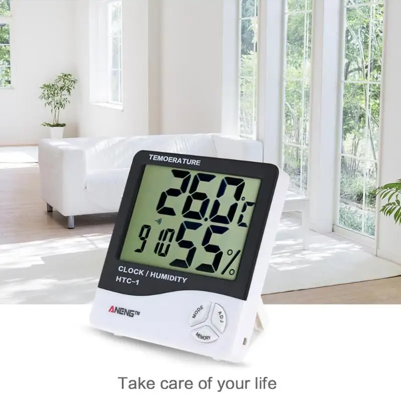 

Indoor Room LCD Electronic Temperature Humidity Meter Digital Thermometer Hygrometer Weather Station Alarm Clock Weerstation