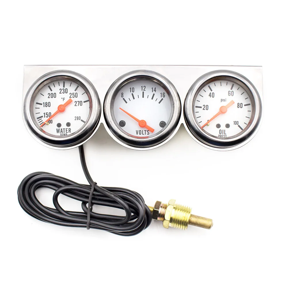 

Universal Auto Car Oil Pressure Water Temp Amp Meter Oil Pressure Gauge Mechanical With Sensor Triple Panel