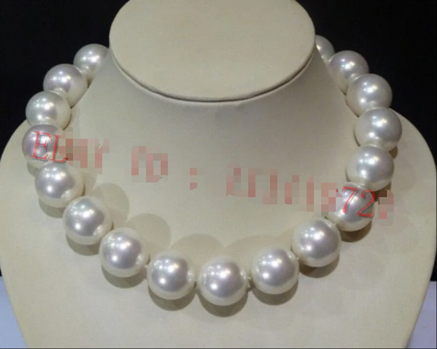 

shipping 20mm AAA White South Sea Shell Pearl Round Beads Necklace 17" LL001