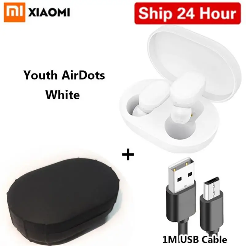 100% оригинальные Xiaomi AirDots Bluetooth наушники Молодежная версия стерео мини беспроводная Bluetooth 5,0 гарнитура с микрофоном зарядная коробка