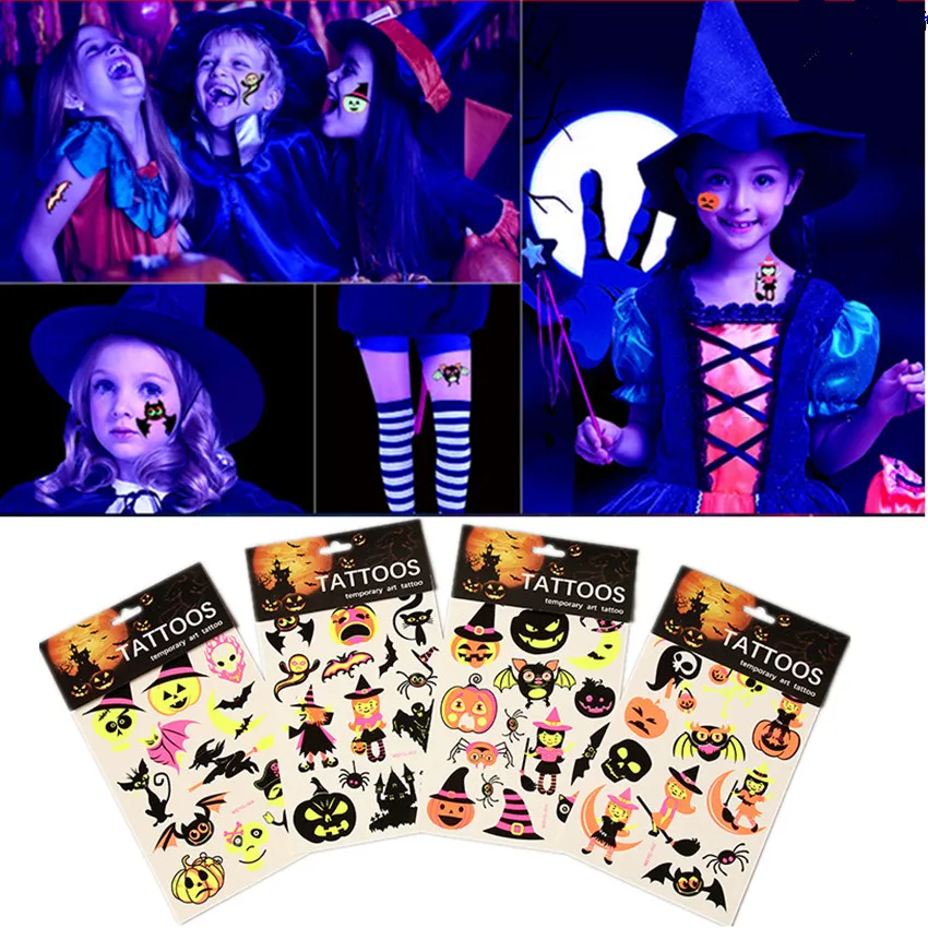 1PC Kids Cartoon Animal Anime Tattoo Sticker Bar props Halloween Fluorescent Waterproof Environmentally Friendly Stickers | Игрушки и