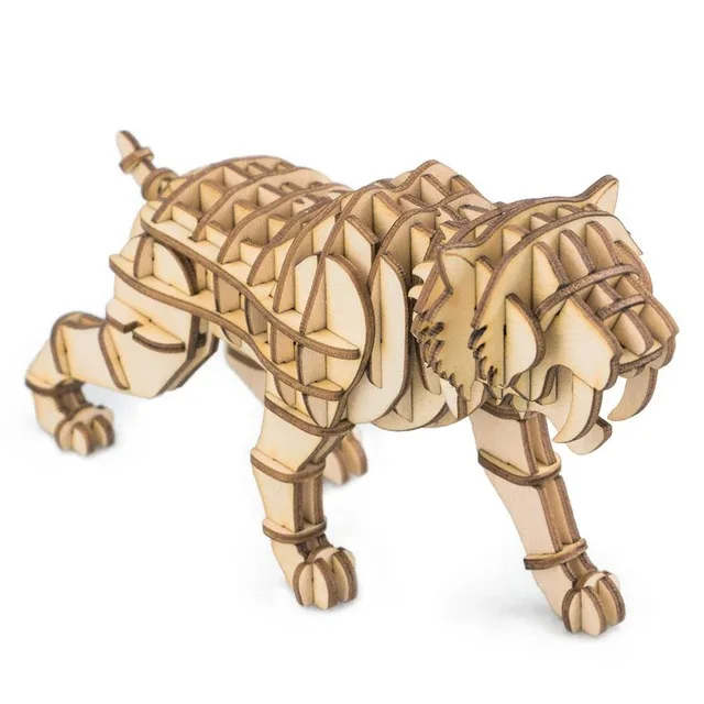 Saber toothed tiger Robotime животных DIY забавная серия 3D деревянные строительные головоломки игровой пакет модель комплект творческие игрушки для детей Подарки для взрослых jooyo - Цвет: Saber toothed tiger