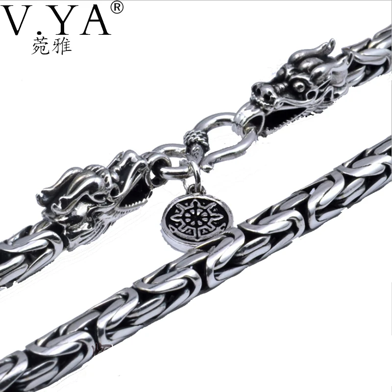 100% Pure Silver chain necklace S925 Sterling Silver necklace with dragon head clasp thai silver necklace free shipping HYN03 100% Pure Silver chain necklace S925 Sterling Silver necklace with dragon head clasp thai silver necklace free shipping HYN03