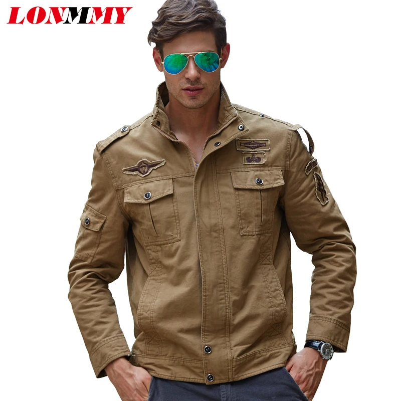 LONMMY M-6XL 남성 자켓 군사 재킷 면화 자켓 브랜드 의류 폭탄 남성 자켓 2019 새로운 육군 자켓 남성 코트