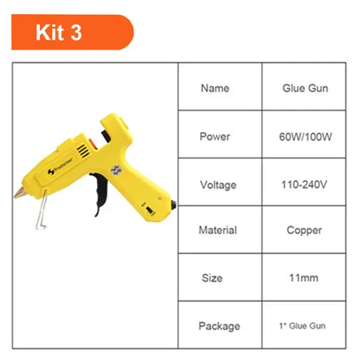 PROSTORMER горячего расплава клея пушка 110-240V Профессиональный Высокая температура ремонт тепловой пистолет пневматические инструменты сделай-сам 20/100/150/300 Вт клеевой пистолет - Цвет: Kit 3