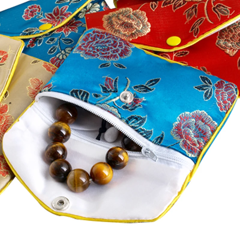 2016 Free Shipping 12pcs Colors 120*90mm Chinese Silk Pouch Wallet Coin