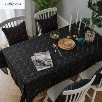 

Free Shipping Black Geometric Table Cloth Sofra Ortusu Dining Cover Home Decor Mantel Mesa Comedor Toalhas De Mesa De Jantar