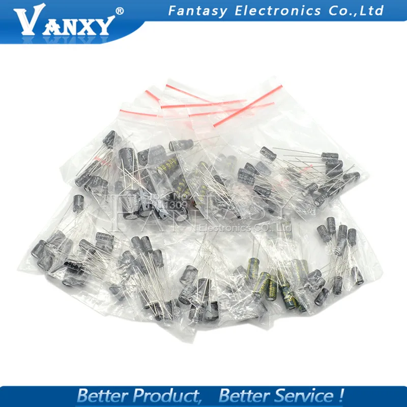 

12valuesX10pcs=120pcs 0.22UF-470UF Aluminum electrolytic capacitor component diy assortment kit new and original