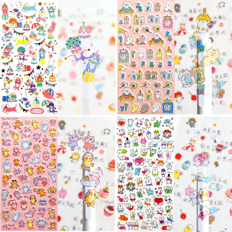 

1Pc Kawaii Cat Stickers Cute Stationery Stickers Paper Adhesive Stickers For Kids DIY Scrapbooking Diary Photos Albums