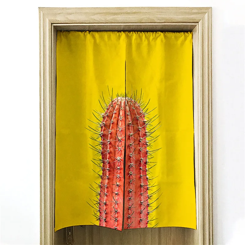 

Japan Style Curtain Green Plant Kitchen Restaurant Decor Half-curtain Window Short Linen Door Curtains Cafe Series