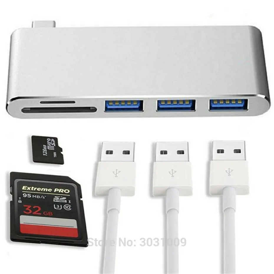 Basix 5-in-1 USB Hub 3.0 Type-C to 3 Ports USB 3.0 Hub Adapter4