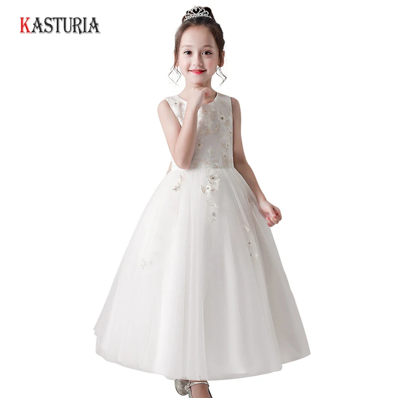 

Luxury summer Children's Princess Dresses long kids dress for girl champagne elegant teenagers clothes girls host party costume