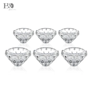 

H&D Set of 6,Creative Crystal Candle Holder Candlestick Home Wedding Party Dinner Decor Romantic Hand-cut Flower Shape Design