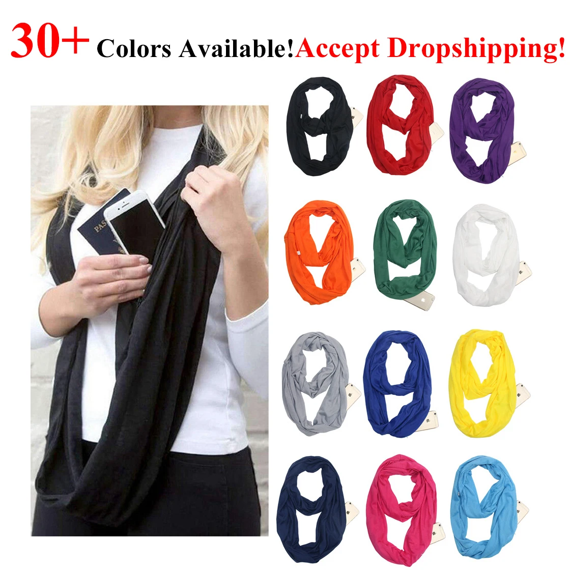 Scarf With Pocket Convertible Journey Infinity Scarf All match Fashion