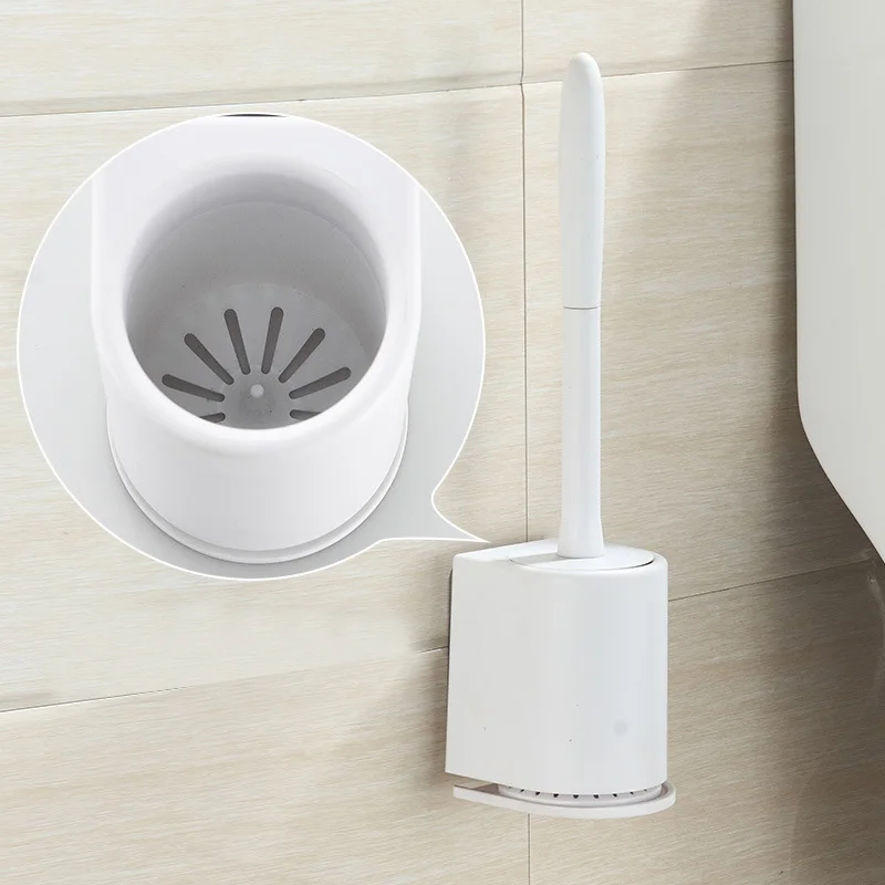 

Floor-standing/Wall-mounted Toilet Brush Set with Base Toilet Cleaning Long TPR Bathroom Brush for Toilet Bathroom Accessories