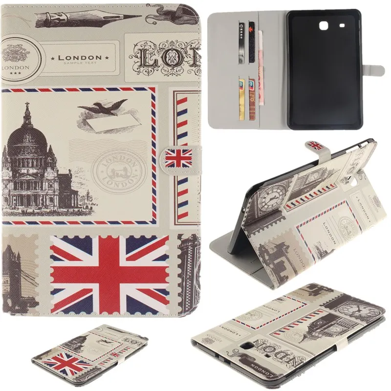 For Samsung Galaxy Tab E 9.6 Case for T560 SM-T560 T561Tablet Clouds Wallet Flip Cover Stand PU Leather Case Protective Skin  (15)