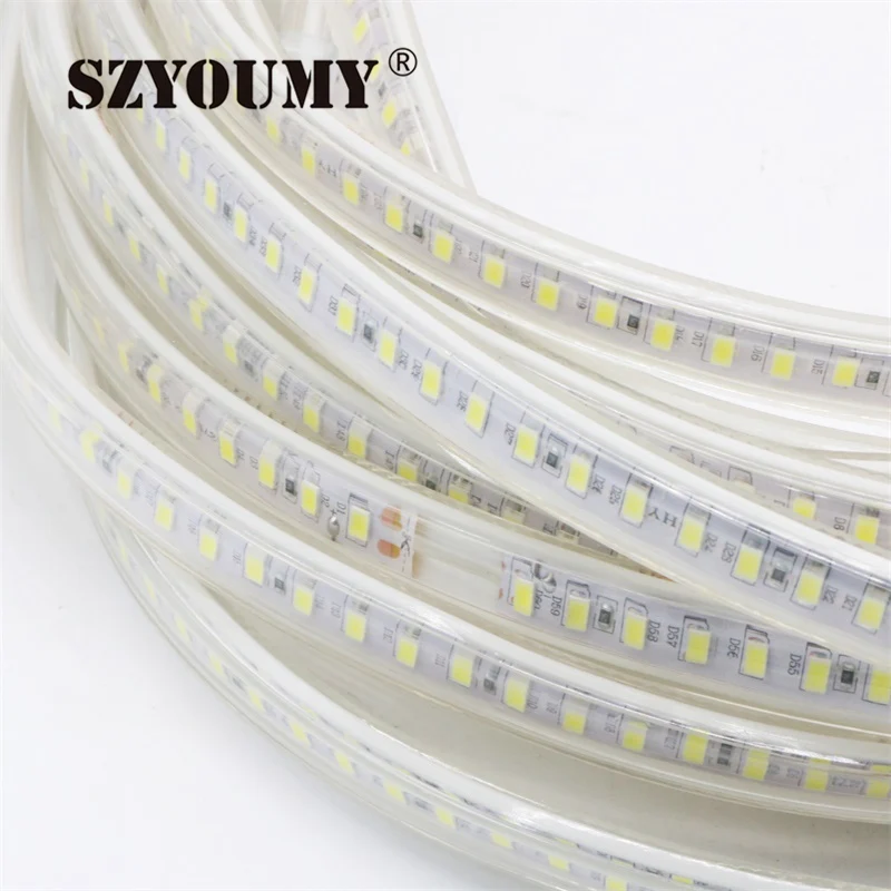 SZYOUMY 120 светодиодный s/m 220 V Светодиодная лента 5630 SMD белый теплый белый ленточный светильник водонепроницаемый 20 м + разъем питания