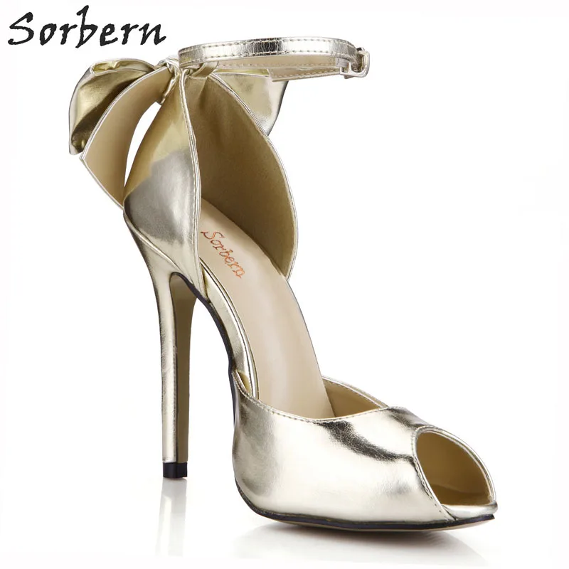 

Sorbern Light Gold Shoe Straps For Heels Bow Knot 2018 Womens Spring Summer Shoes Night Club Shoes Girls Custom Color
