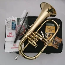Brand New Professional Flugelhorn 183 Gold Lacquer With Case Profession Flugelhorns Bb Yellow Brass Bell