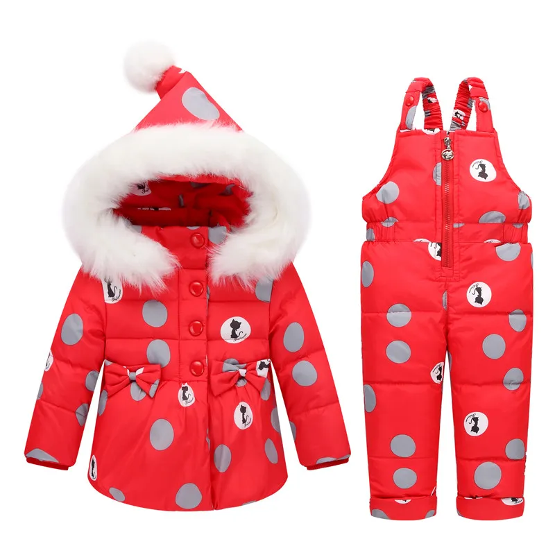 

BibiCola baby girls sets winter down coat long sleeve baby outerwear warm down coat+bib pants 2pcs tracksuit children suits