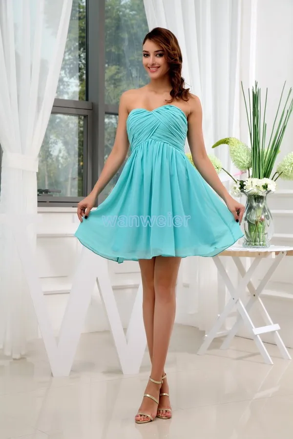 

free shipping modest 2013 new short aqua green formales chiffon plus size sweetheart trumpet bridal dress Bridesmaid Dresses