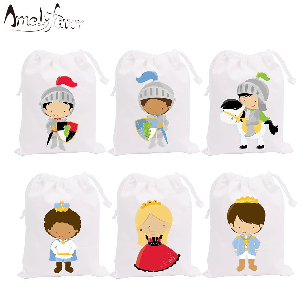 

Knight and Princess Party Favor Bags Candy Bags Birthday Gift Bags Knights Party Supplies Party Container Birthday Supplies 6PCS