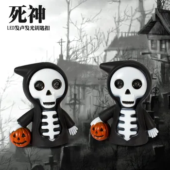 

FREE SHIPPING BY DHL 200pcs/lot Plastic LED Ghost Keychains with Sound Novelty Gift Keyrings for Kids