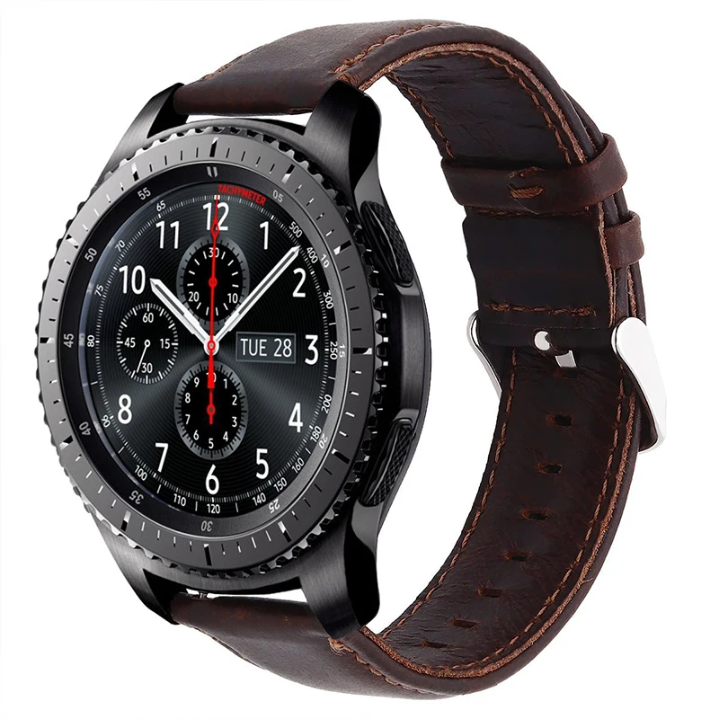 Crazy Horse Leather Strap Replacement Watch Band With Quick Release Spring Pin for Samsung Gear S3 For Huami Amazfit Stratos 2 (9)