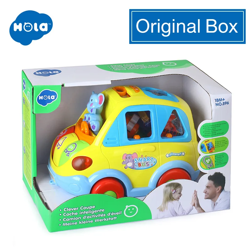HOLA 896 Обучающие Развивающие игрушки автомобиль мультфильм ребенок Забавный автобус игра соответствующие игры игрушка с музыкой/светильник/кубический Блок Детские игрушки - Цвет: ORIGINAL BOX