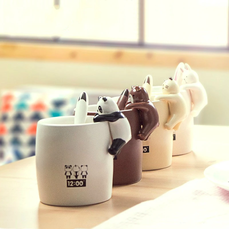

Fashion Originality Lovers 3D Stereoscopic Animal Handgrip Cat Bear Ceramics Lovely Milk Coffee Cup Teacup Muumi Mugs Cafeteira