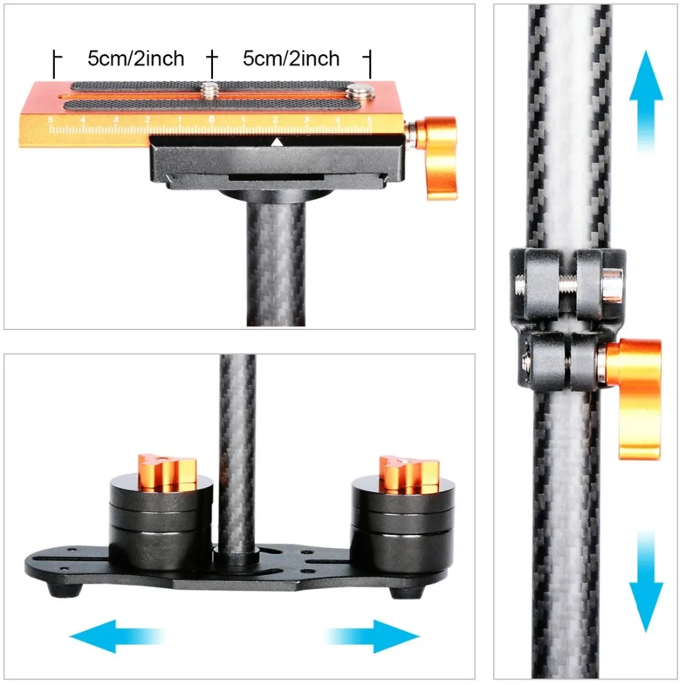 PULUZ 38,5-61 см Ручной Стабилизатор из углеродного волокна для камеры DSLR видеокамера DV GoPro держатель для камеры Glidecam Steadicam
