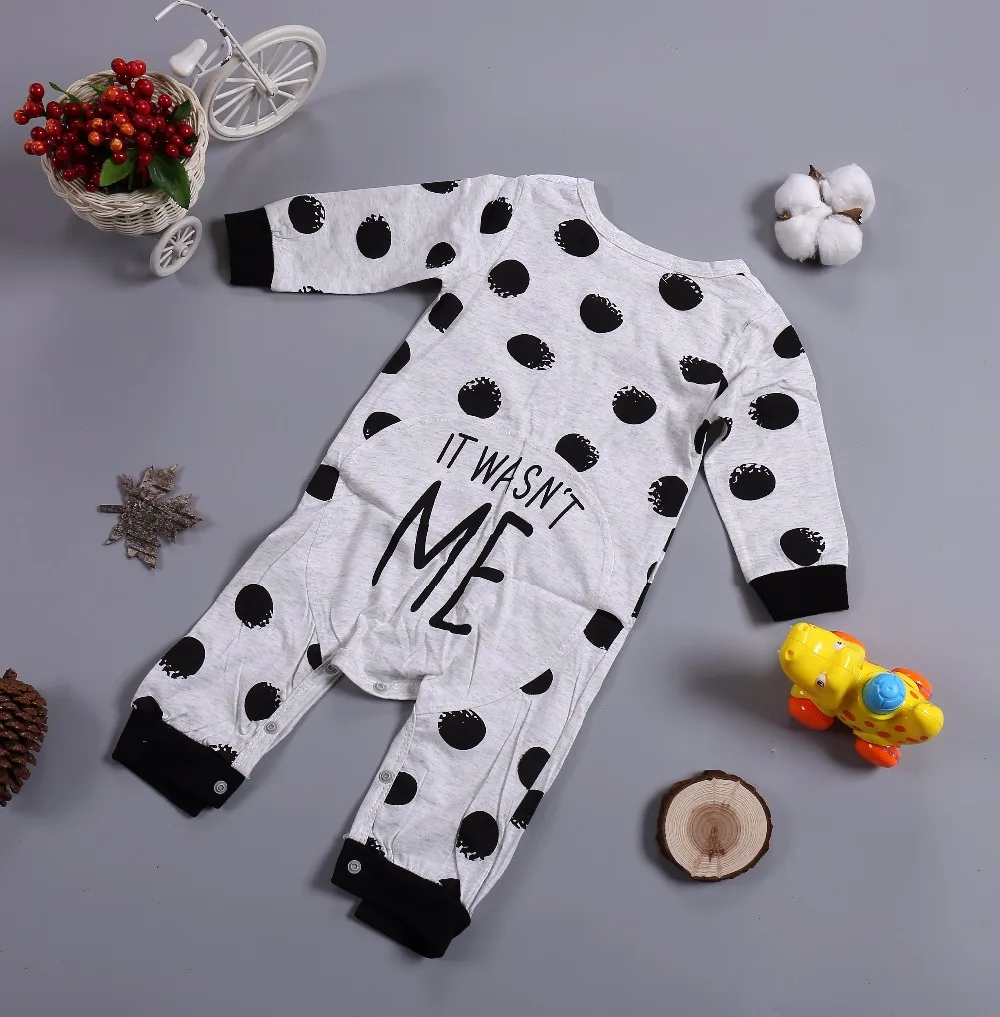 

Newborn Baby Boy Girl Rompers 2019 Spring Infant Pajamas "It Wasn't Me" Cotton Long Sleeves Climbing Clothes Baby Boy Romper