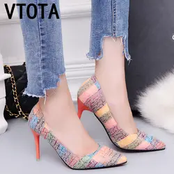 VTOTA/женские туфли-лодочки с острым носком, модные пикантные туфли на высоком каблуке, модель 2018 года, Осенние модельные туфли, туфли-лодочки