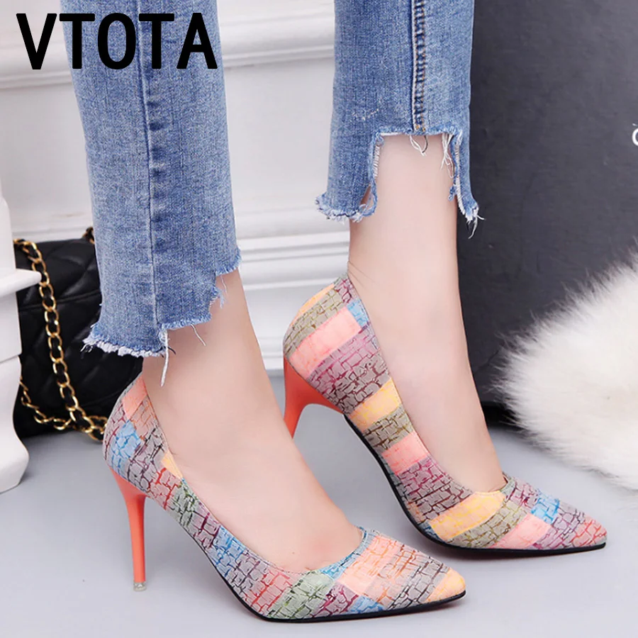 

VTOTA Women Pumps Pointed Toe Fashion Sexy High Heels 2018 Autumn Dress Shoes High Heels Boat Shoes Wedding Shoes Zapatos Mujer