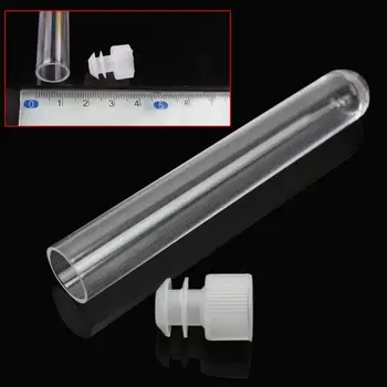 

25pcs/Lot Clear Plastic Empty Test Tube with White Caps Stoppers U-Shaped Bottom Long Transparent Container Lab Supplies 7.5*1.2