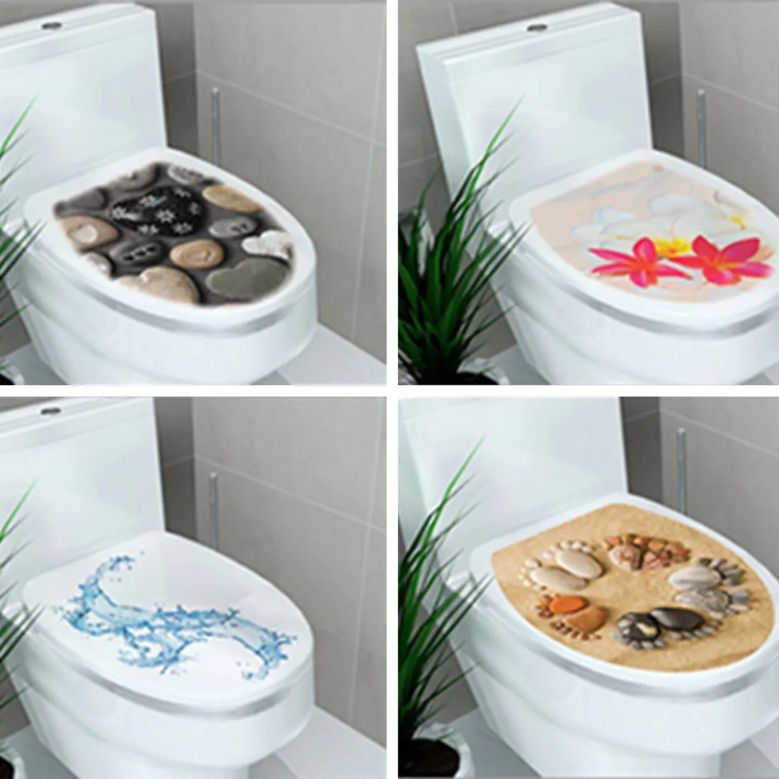 

3D Printed Flower Sticker WC Pedestal Pan Cover Sticker Toilet Stool Commode Sticker home decor Bathroom decoration