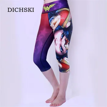

DICHSKI Summer Cool Wonder Woman Ladies Bike Bycle Capri Cycling Pants 3/4 Tights Shorts MTB Road Bike Outdoor sports Short Pant