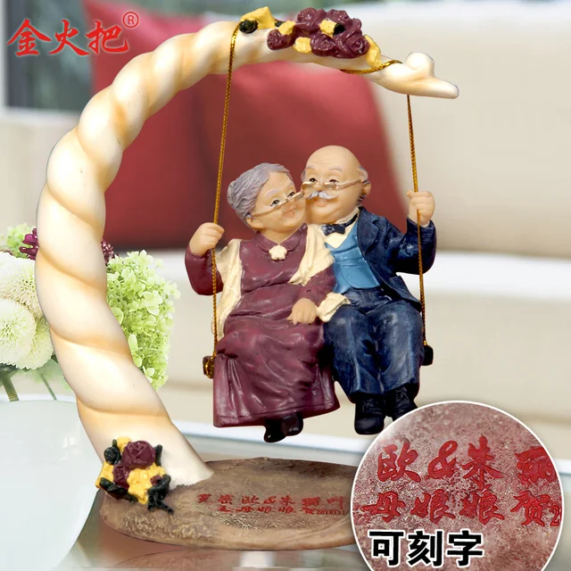 European style garden resin crafts doll ornaments elderly couple old