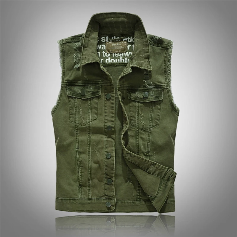 Aliexpress.com : Buy Men's Clothing Casual Solid Denim Vest Button Army