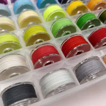 

Sewing Bobbins 36PCS Mixed Colors Polyester Sewing Thread Transparent Plastic Bobbin Home Sewing Machine Accessories Set