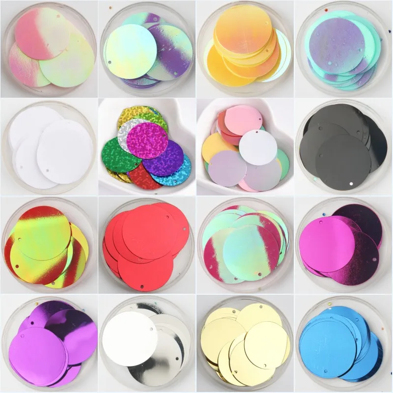

Paillettes 30mm Large Round Loose Pvc Sequins Sewing Craft DIY Scrapbook Handmade Project Garment Pendant Accessories 69pcs 20g