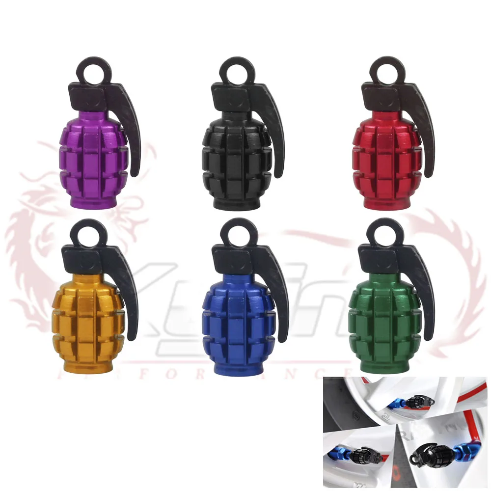 

2pcs Universal Aluminum Grenade Design Car Wheel Tyre Valve Caps Bicycle Tire Air Valve Cap 6 colors VS009