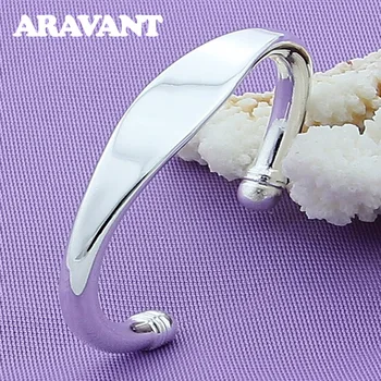 

925 Silver Flat Bracelet Bangle For Women Men Fashion Jewelry Accessories